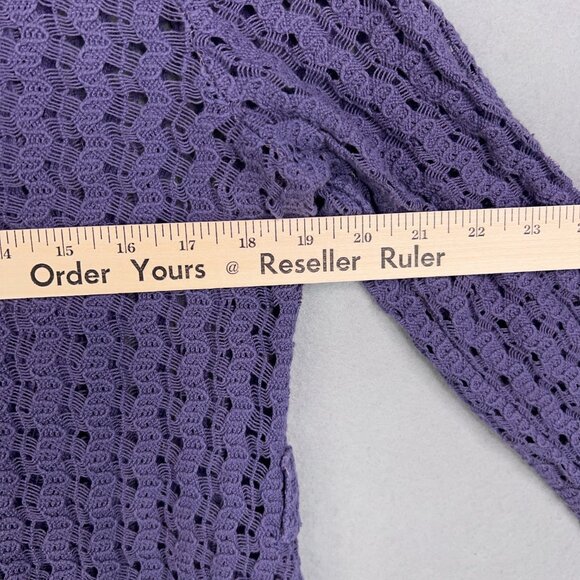 La Belle Cardigan Women M Purple Lace Crochet Open Flowy Drapey Coastal Cottage - Picture 8 of 12